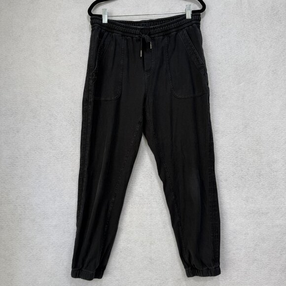 Athleta Pants Womens 10 Black Farallon Jogger Elastic Waist Cuffed Pockets Soft - Picture 1 of 13